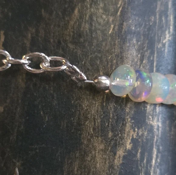 Fire Opal Natural 1-2k ×35 & sterling Rhondel Bracelet Sz8.5" Adjustable - Picture 5 of 8